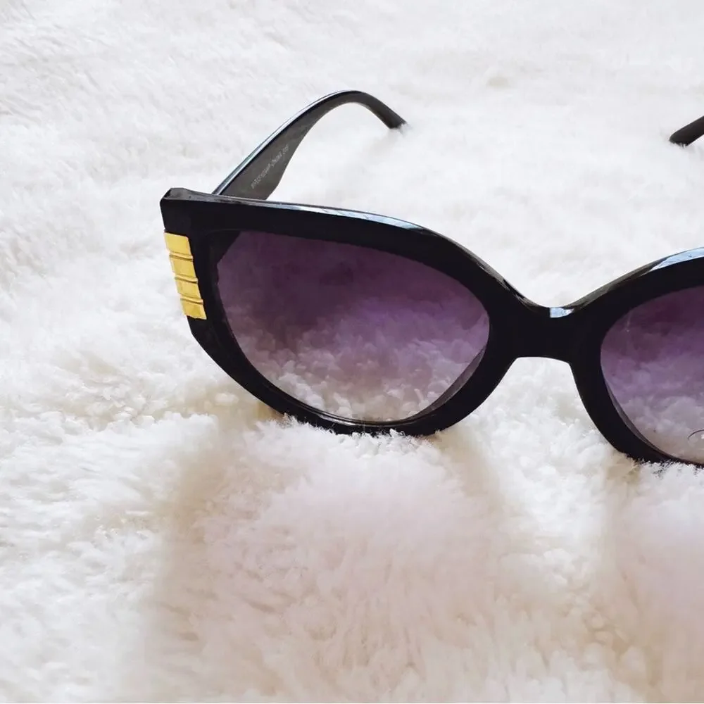 Rosy Black Cat Eye Oversized Sunglasses